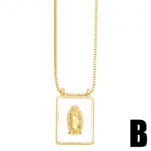 U. S. Popular White Square Pendant The Virgin Mary Design Wholesale Women Copper Necklace