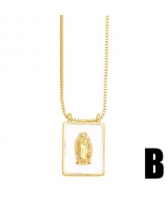 U. S. Popular White Square Pendant The Virgin Mary Design Wholesale Women Copper Necklace