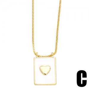 U. S. Popular White Square Pendant Heart Design Wholesale Women Copper Necklace