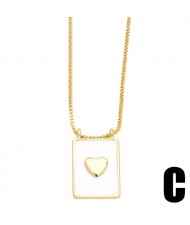 U. S. Popular White Square Pendant Heart Design Wholesale Women Copper Necklace