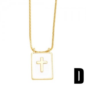 U. S. Popular White Square Pendant Heart Design Wholesale Women Copper Necklace