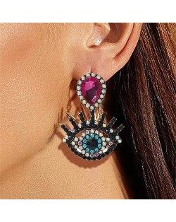 Vintage Fashion Evil Eye Rhinestone Tassel Wholesale Costume Earrings