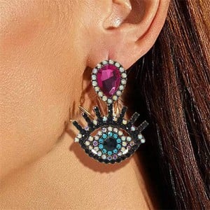 Vintage Fashion Evil Eye Rhinestone Tassel Wholesale Costume Earrings