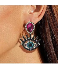 Vintage Fashion Evil Eye Rhinestone Tassel Wholesale Costume Earrings