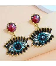 Vintage Fashion Evil Eye Rhinestone Tassel Wholesale Costume Earrings