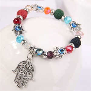 Magic Hands Pendant Colorful Beads Charming Wholesale Bracelet - Multicolor