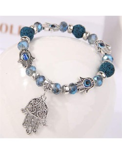 Magic Hands Pendant Colorful Beads Charming Wholesale Bracelet - Blue