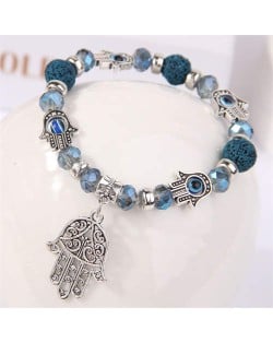 Magic Hands Pendant Colorful Beads Charming Wholesale Bracelet - Blue