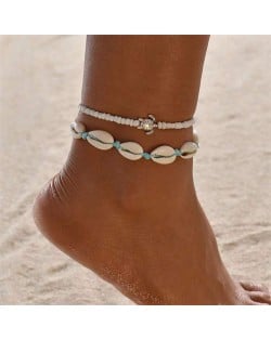 Bohemian Beach Fashion Turtle Pendant Wholesale Seashell Anklet