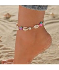 Bohemian Beach Fashion Cute Strawberry and Pearl Decorated Wholesale Seashell Anklet