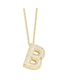 Sample Fashion Design Cubic Zirconia B Letter Pendant Wholesale Women Copper Necklace