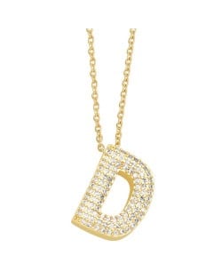 Sample Fashion Design Cubic Zirconia D Letter Pendant Wholesale Women Copper Necklace