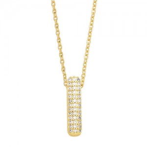 Sample Fashion Design Cubic Zirconia L Letter Pendant Wholesale Women Copper Necklace