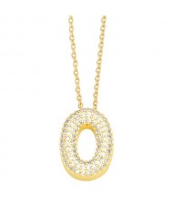 Sample Fashion Design Cubic Zirconia O Letter Pendant Wholesale Women Copper Necklace