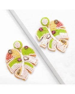 Bohemian Style Handmade Colorful Beads Leaf Design Wholesale Women Earrings