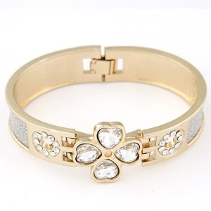 Rhinestone Clover Theme Matting Bangle