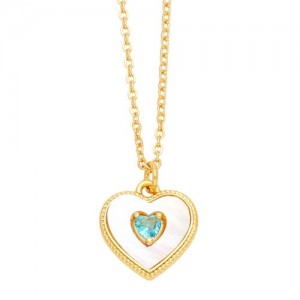 Fashion Design Peach Heart Pendant Wholesale Women Gold Plated Copper Necklace - Violet