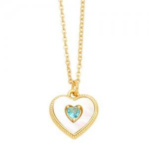 Fashion Design Peach Heart Pendant Wholesale Women Gold Plated Copper Necklace - Violet