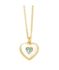 Fashion Design Peach Heart Pendant Wholesale Women Gold Plated Copper Necklace - Violet