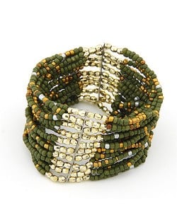 Bohemian Multiple Layers Mini Beads Fashion Bracelet - Green