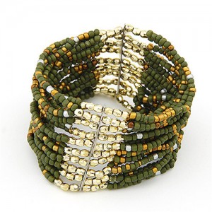 Bohemian Multiple Layers Mini Beads Fashion Bracelet - Green