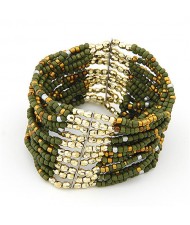 Bohemian Multiple Layers Mini Beads Fashion Bracelet - Green