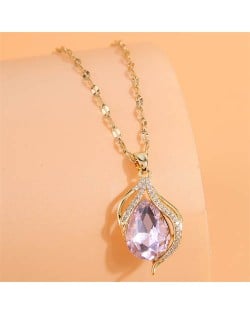 Korean Fashion Cubic Zirconia Inlaid Fair Lady Design Shining Wholesale Necklace - Violet