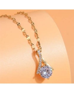 Korean Fashion Shining Cubic Zirconia Inlaid Elegant Style Copper Wholesale Necklace