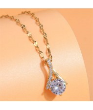 Korean Fashion Shining Cubic Zirconia Inlaid Elegant Style Copper Wholesale Necklace