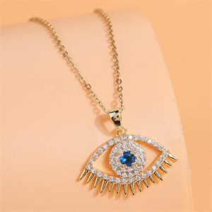 Korean Fashion Minimalist Style Evil Eye Pendant Copper Wholesale Necklace