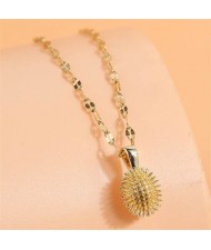 Korean Fashion Pinecone Pendant Copper Wholesale Necklace