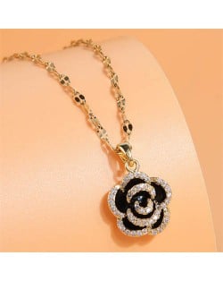 Korean Fashion Unique Black Rose Pendant Copper Wholesale Necklace