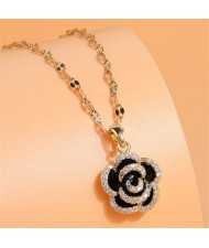 Korean Fashion Unique Black Rose Pendant Copper Wholesale Necklace