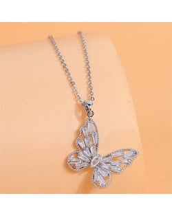 Korean Fashion Glistening Butterfly Pendant Copper Wholesale Necklace