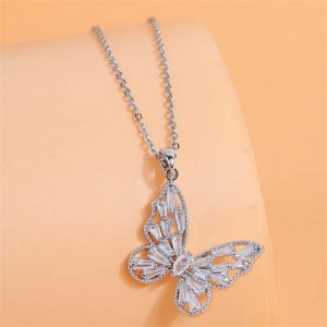 Korean Fashion Glistening Butterfly Pendant Copper Wholesale Necklace