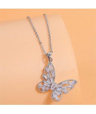 Korean Fashion Glistening Butterfly Pendant Copper Wholesale Necklace