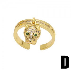 European Bold Fashion Cubic Zirconia Leopard Moulding Open-end Statement Ring - Design D