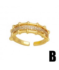 (3 Options) 1 Piece Vintage Colorful Cubic Zirconia Wholesale Women Open-end Copper Ring