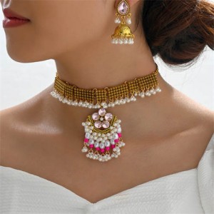 Vintage Shining Pearl Beads Tassel Wholesale Costume Necklace and Earrings Set