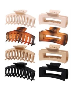 8 Pieces Set Spray Paint Rectangular Gum Claw Hair Clip/ Hair Accessories - Combo D