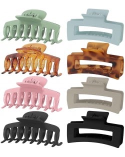 8 Pieces Set Korean Fashion Spray Paint Rectangular Gum Claw Hair Clip/ Hair Accessories - Combo K