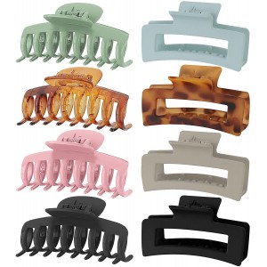 8 Pieces Set Korean Fashion Spray Paint Rectangular Gum Claw Hair Clip/ Hair Accessories - Combo K