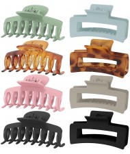 8 Pieces Set Korean Fashion Spray Paint Rectangular Gum Claw Hair Clip/ Hair Accessories - Combo K