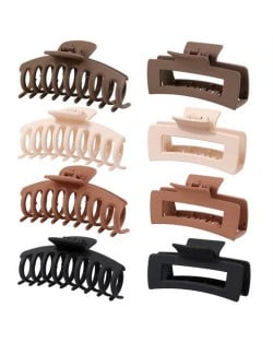 8 Pieces Set Korean Fashion Spray Paint Rectangular Gum Claw Hair Clip/ Hair Accessories - Combo L