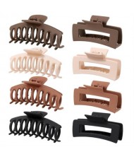 8 Pieces Set Korean Fashion Spray Paint Rectangular Gum Claw Hair Clip/ Hair Accessories - Combo L