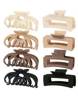 8 Pieces Set Korean Fashion Spray Paint Rectangular Gum Claw Hair Clip/ Hair Accessories - Combo M