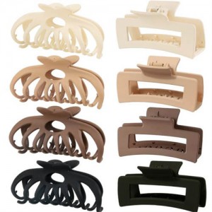 8 Pieces Set Korean Fashion Spray Paint Rectangular Gum Claw Hair Clip/ Hair Accessories - Combo M
