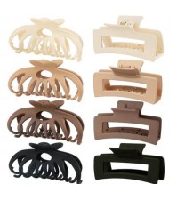 8 Pieces Set Korean Fashion Spray Paint Rectangular Gum Claw Hair Clip/ Hair Accessories - Combo M