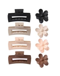 8 Pieces Set Korean Fashion Spray Paint Rectangular Gum Claw Hair Clip/ Hair Accessories - Combo N