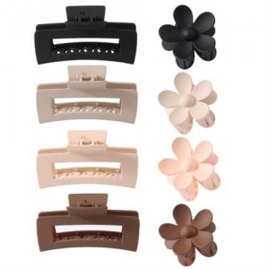 8 Pieces Set Korean Fashion Spray Paint Rectangular Gum Claw Hair Clip/ Hair Accessories - Combo N